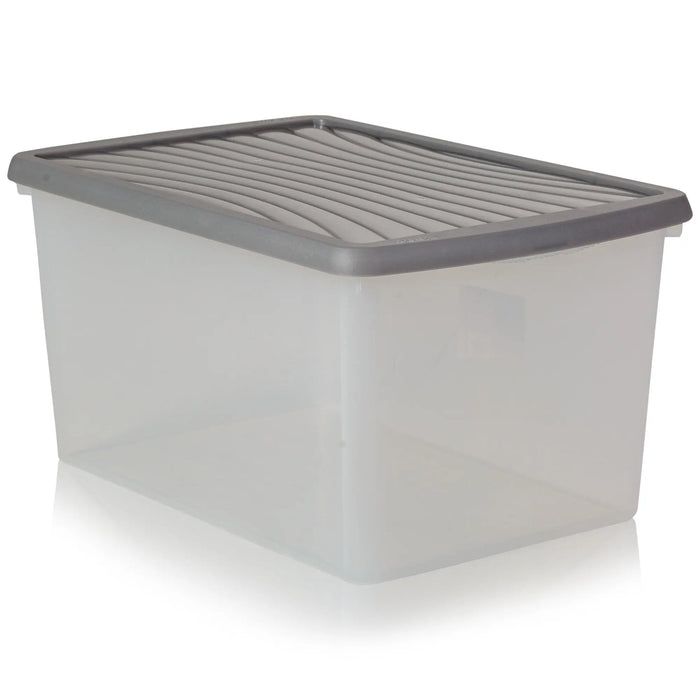 Pack of 5 - 54 Litre Wham Plastic Storage Boxes with Lids Wham Storage