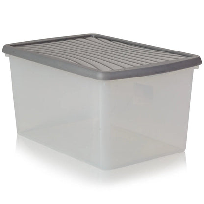 Pack of 5 - 54 Litre Wham Plastic Storage Boxes with Lids Wham Storage