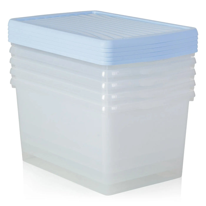 Pack of 5 - 54 Litre Wham Plastic Storage Boxes with Lids Wham Storage