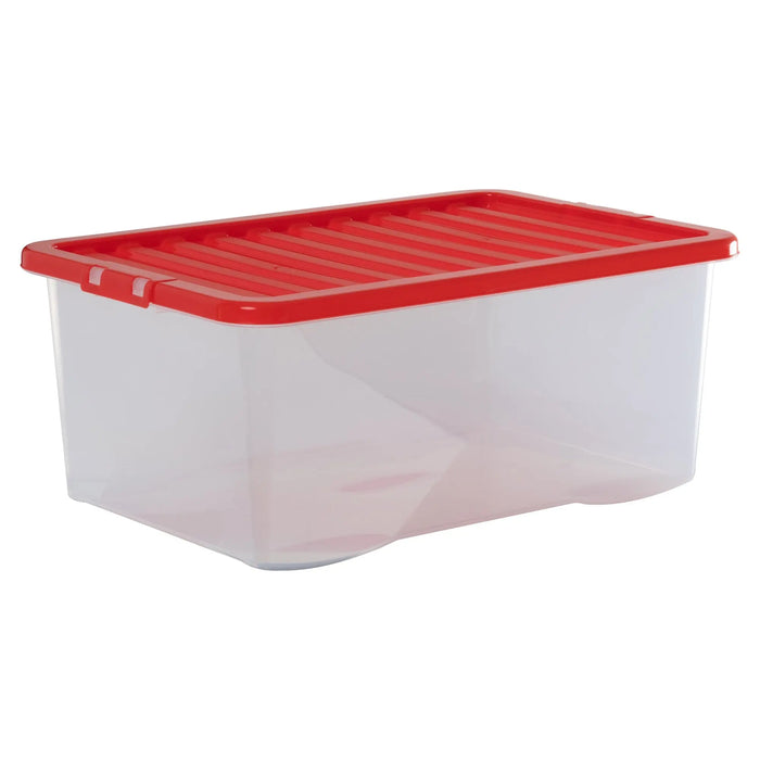 Pack of 5 - Large 45lt Crystal Boxes with Coloured Lids Wham Storage