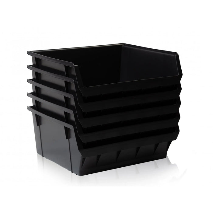 Pack of 5 - Large Open Fronted Plastic Storage Bins - Size 6 Counter