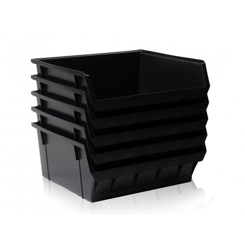 Pack of 5 - Large Open Fronted Plastic Storage Bins - Size 6 Counter