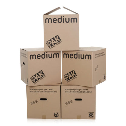 Pack of 5 - Medium Cardboard Packing Boxes StorePak