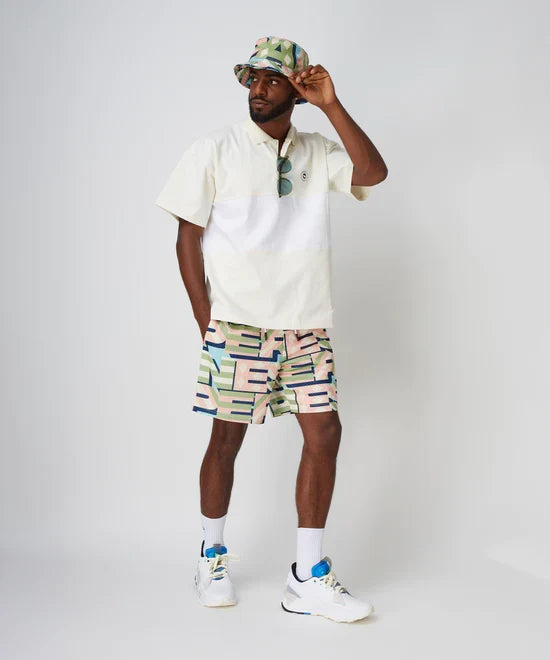 Paper Planes Diamonds And Stripes Mesh Short - Pink