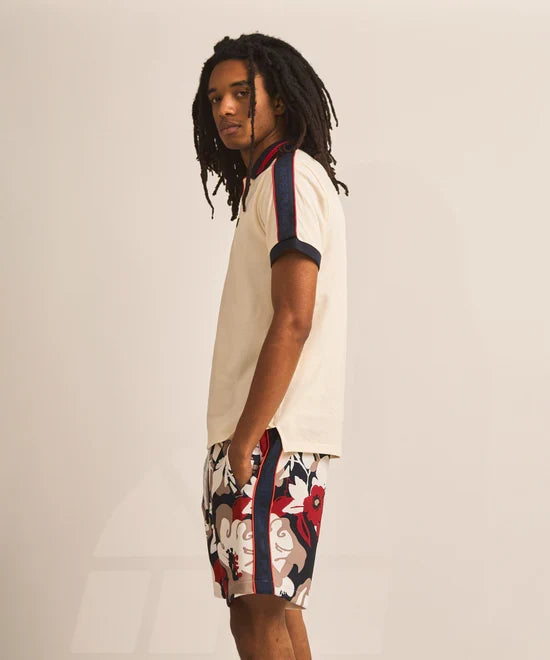 Paper Planes Jacquard Taping Polo - Eggshell