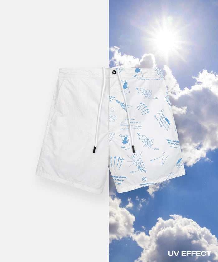 Paper Planes UV Sketch Print Short - White
