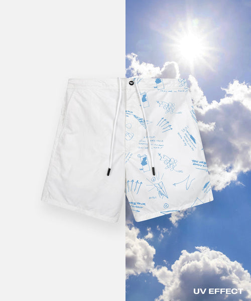 Paper Planes UV Sketch Print Short - White