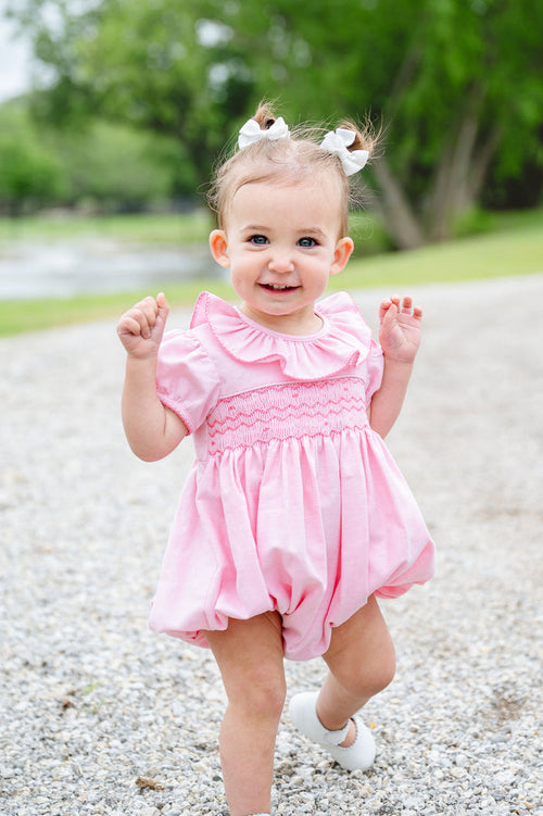Perfectly Pink Smocked Eleanor Bubble