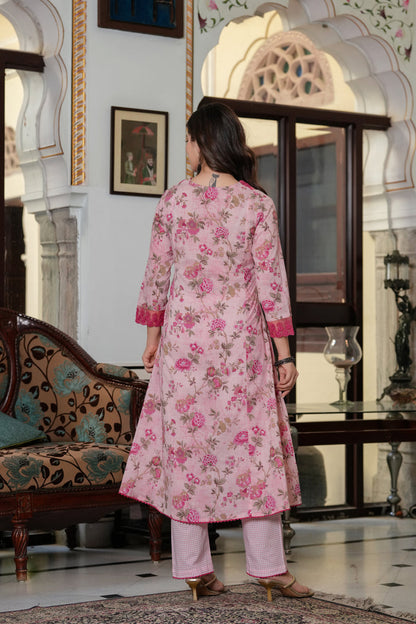 PINK LACE KOTA DORIA SUIT SET