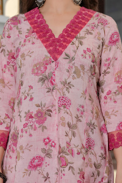 PINK LACE KOTA DORIA SUIT SET