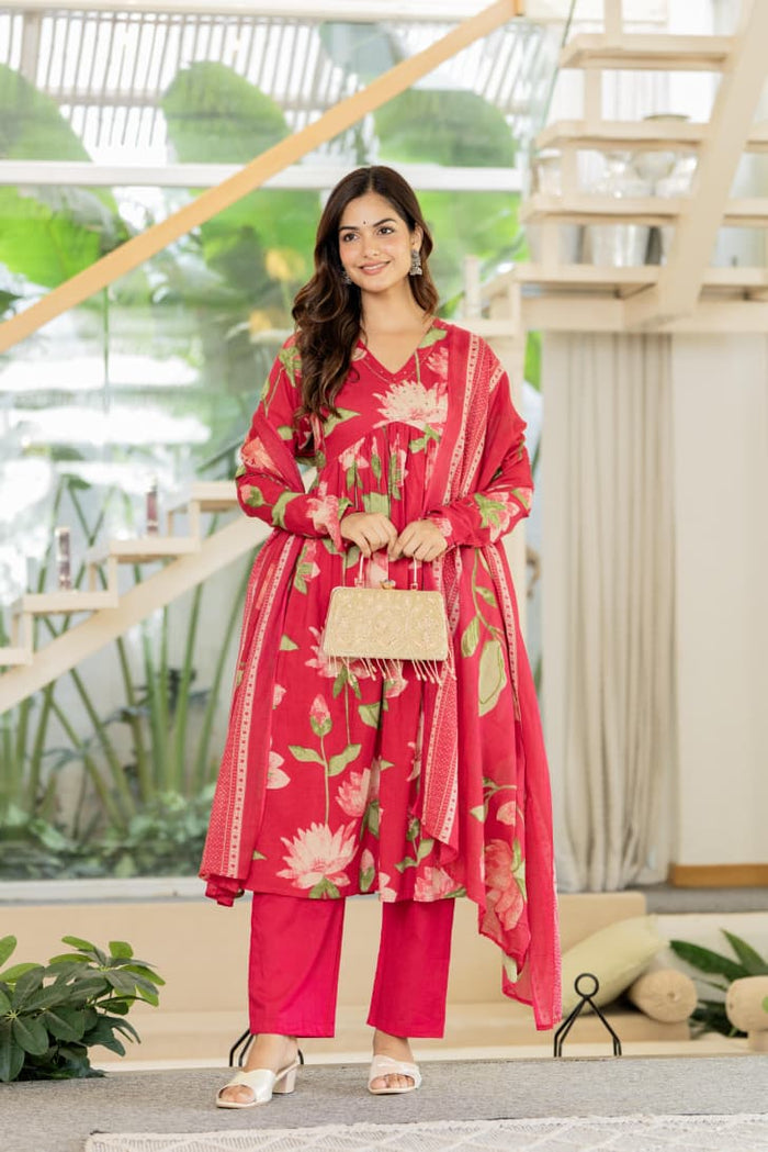 PINK LOTUS ALIA CUT SUIT SET
