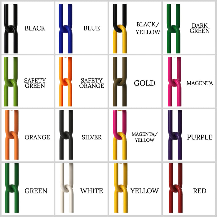 Plastic Chain, 2.0 inch links, Standard Colors from Montour Line - Crowd Control Warehouse