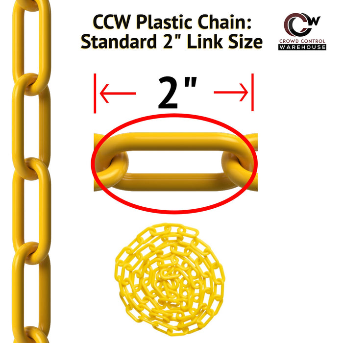Plastic Chain, 2.0 inch links, Standard Colors from Montour Line - Crowd Control Warehouse