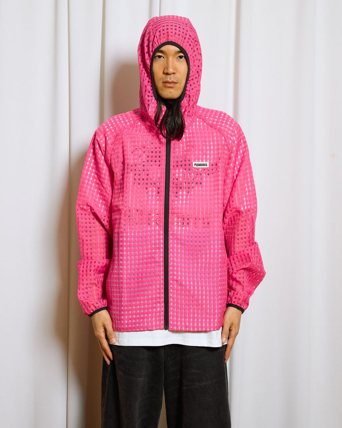 Pleasures SYSTEM PLAID HOODED JACKET (P26SP003-PINK)