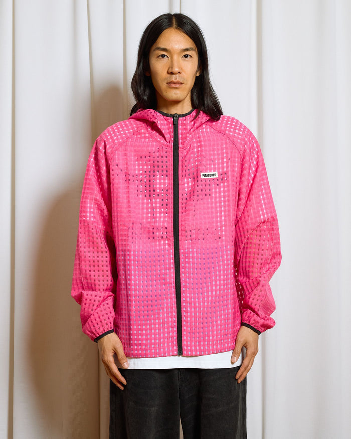 Pleasures SYSTEM PLAID HOODED JACKET (P26SP003-PINK)