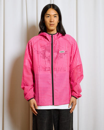 Pleasures SYSTEM PLAID HOODED JACKET (P26SP003-PINK)