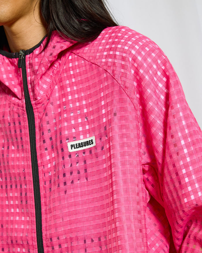 Pleasures SYSTEM PLAID HOODED JACKET (P26SP003-PINK)