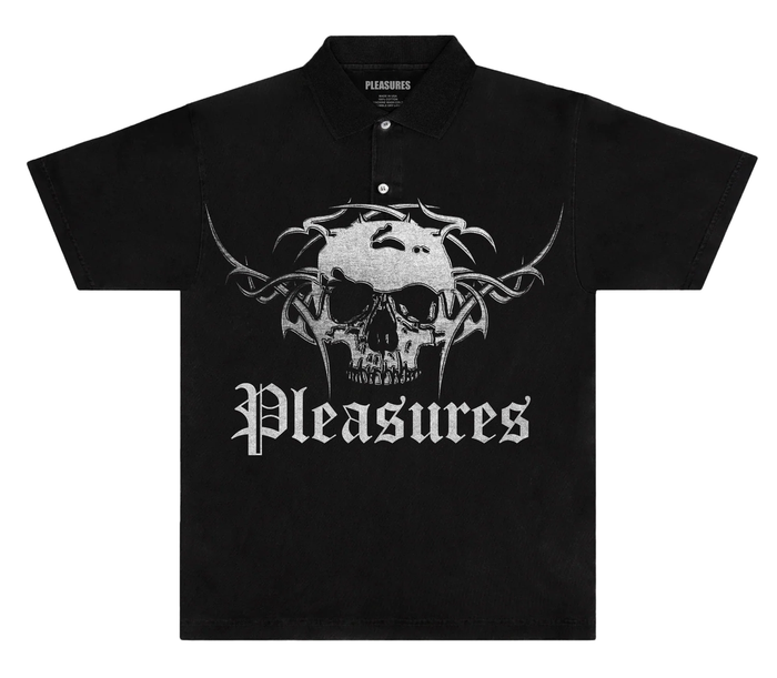PLEASURES TRADITION POLO SHIRT - BLACK