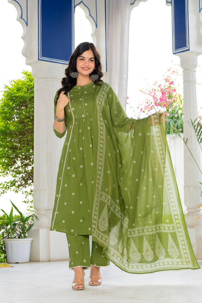 PLEATED FERN GREEN SUIT SET
