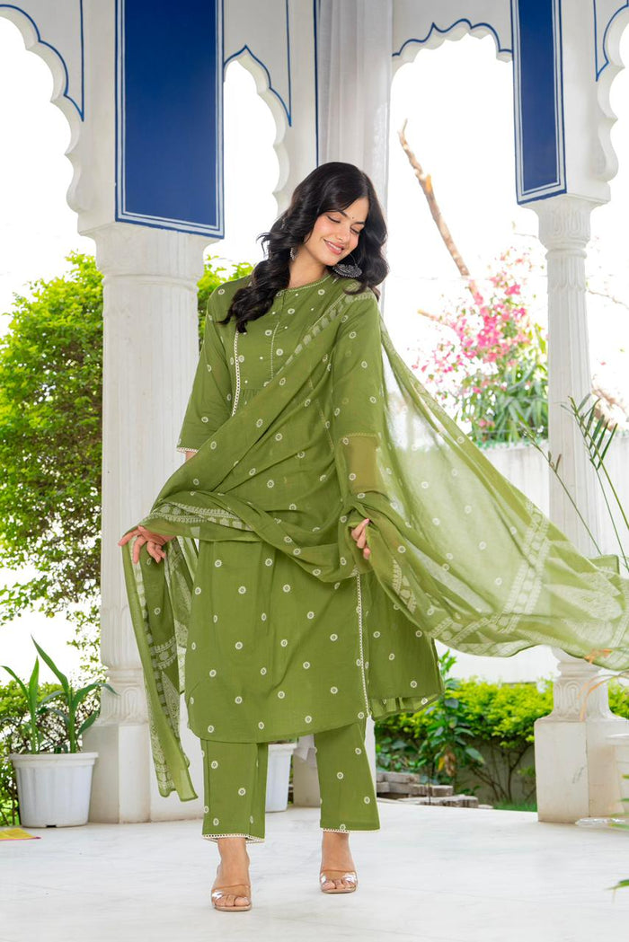 PLEATED FERN GREEN SUIT SET