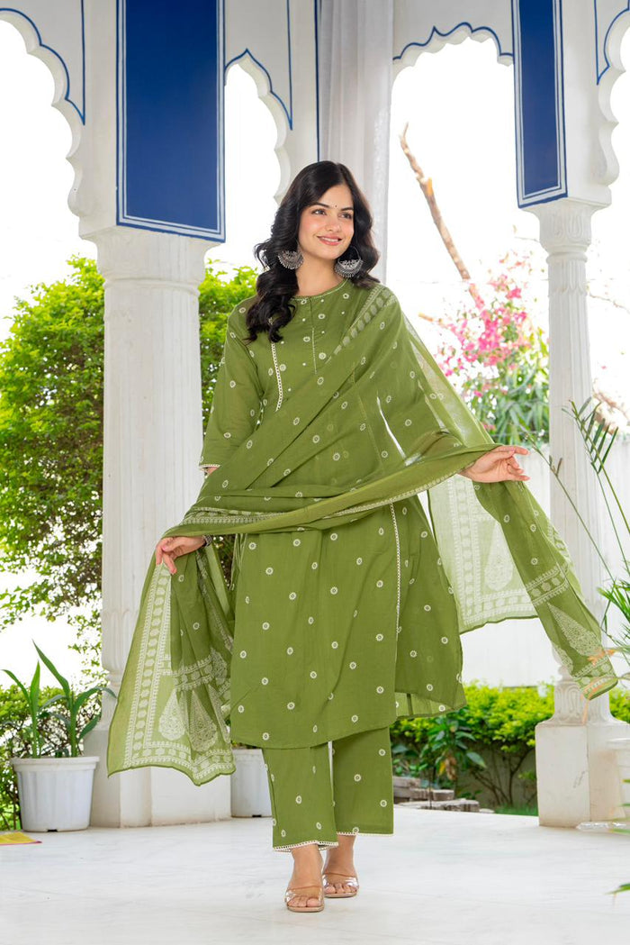 PLEATED FERN GREEN SUIT SET
