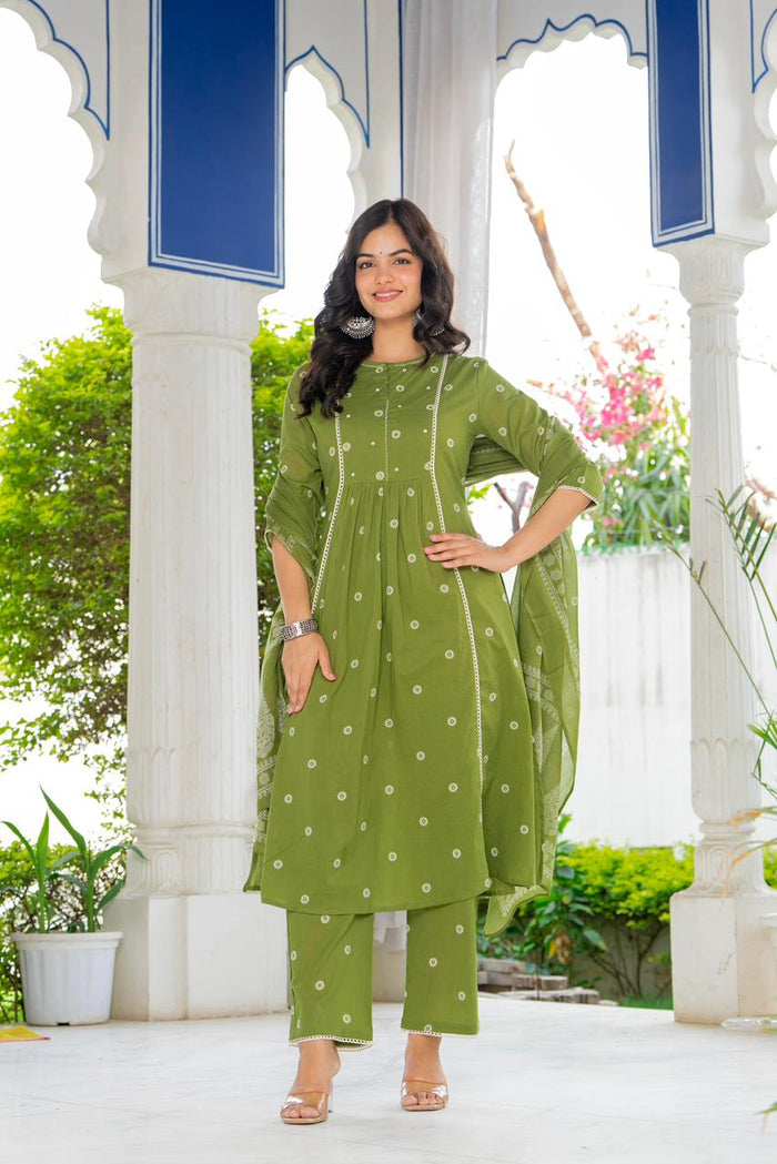 PLEATED FERN GREEN SUIT SET