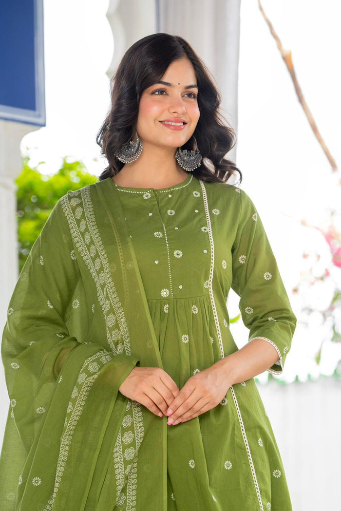 PLEATED FERN GREEN SUIT SET