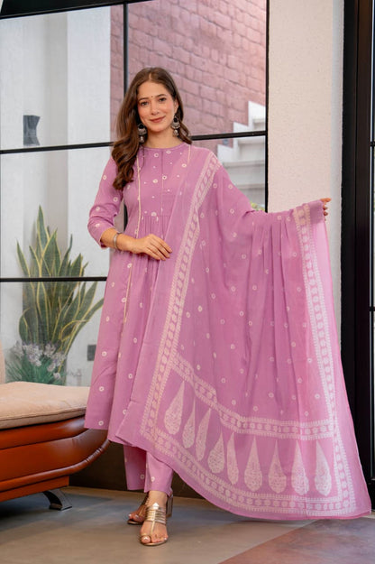 PLEATED LAVENDER SUIT SET