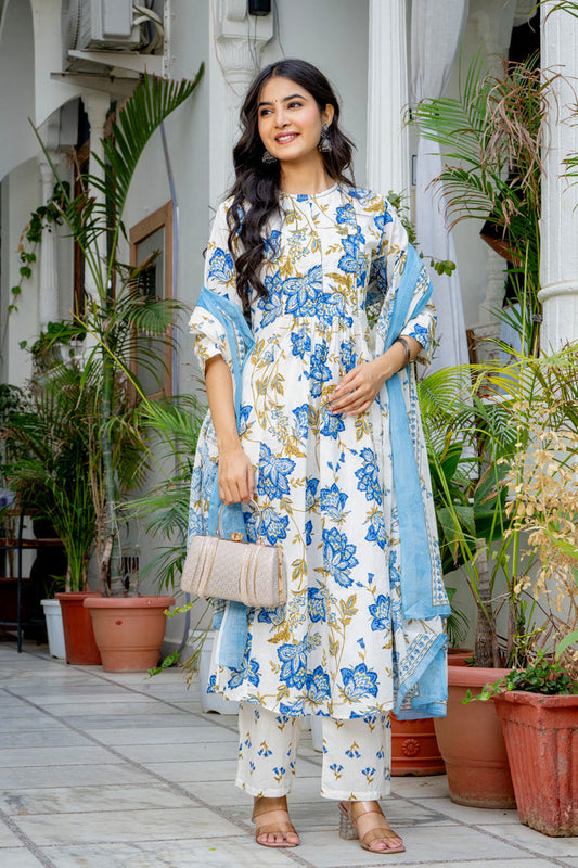 PLEATED POWDER BLUE SUIT SET