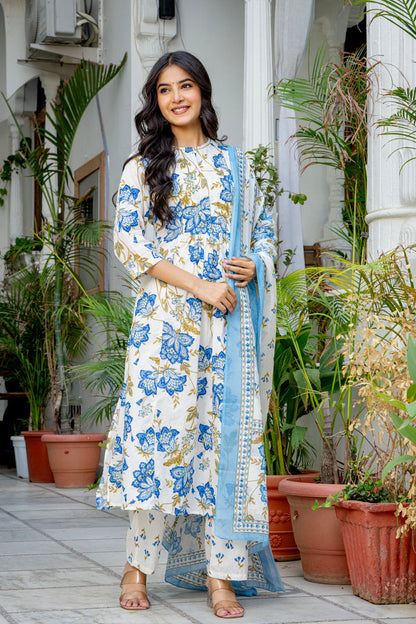 PLEATED POWDER BLUE SUIT SET