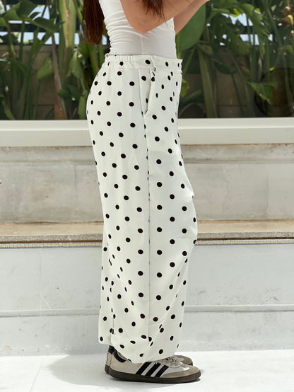 Polka Balloon Pants-White X Black