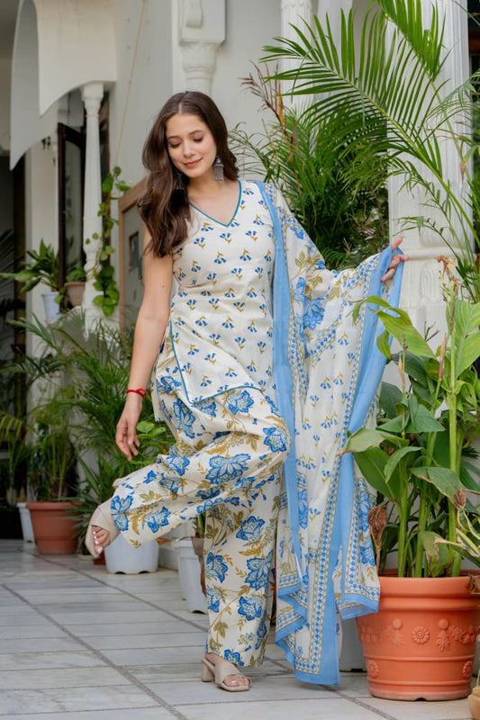 POWDER BLUE FARSHI SUIT SET (SLEEVELESS)