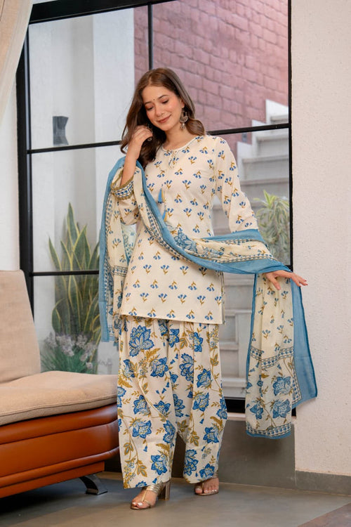 POWDER BLUE TASSEL FARSHI SUIT SET (WITH SLEEVES)