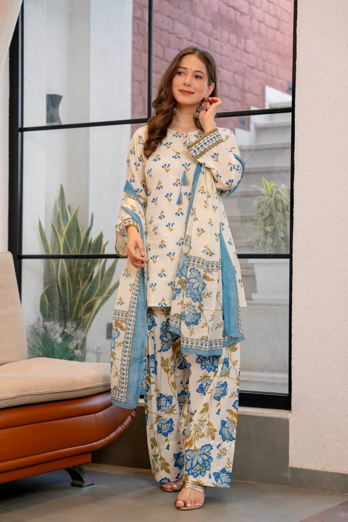 POWDER BLUE TASSEL FARSHI SUIT SET (WITH SLEEVES)