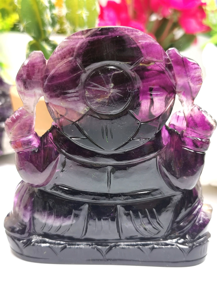 Purple Fluorite Ganesh - beautifully handcarved by Shwasam artisans - Shwasam