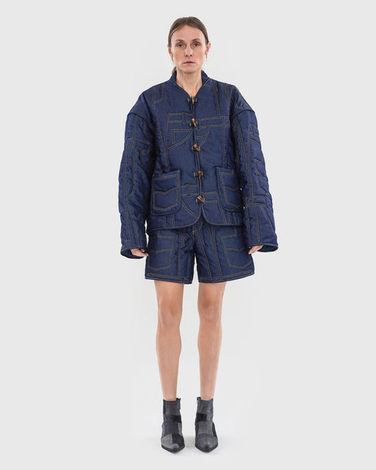 Buy Quilted Denim Shorts – Bottoms by Ksenia Schnaider | Ethical & Sustainable Fashion