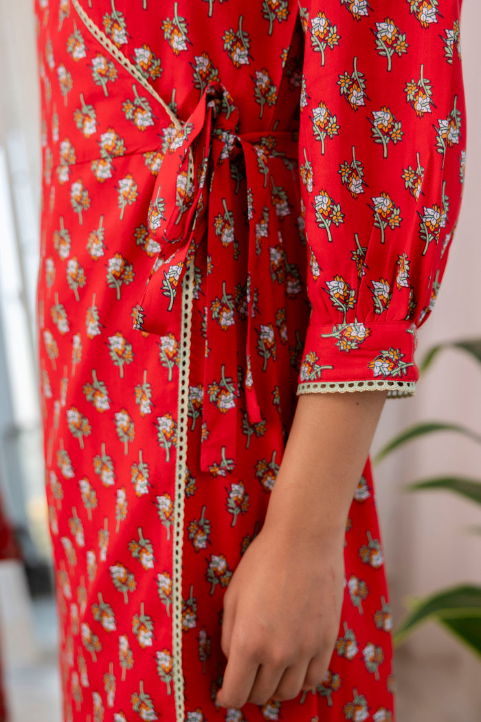RED KIMONO STYLE CORD SET