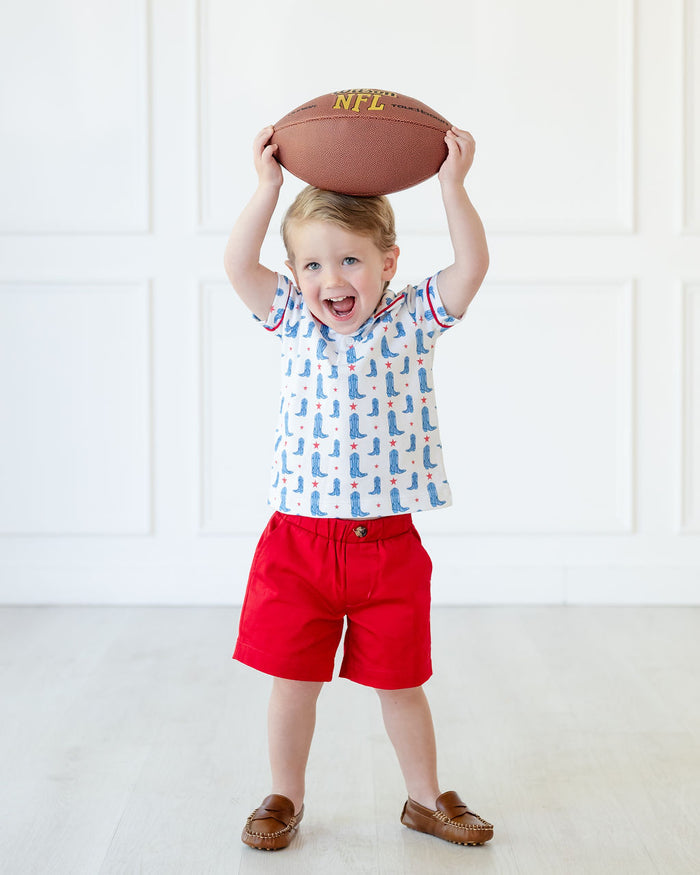 Polo and shirt set: Red, White, and Blue Boots Pima Outfits for Boys