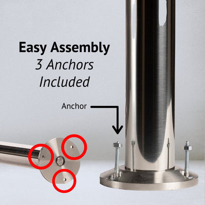 Retractable Belt Barrier Stanchion, Fixed Base, Black Powder Coated Post, 35 ft Belt - Montour Line MX760F - Crowd Control Warehouse