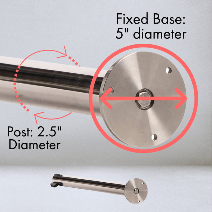 Retractable Belt Barrier Stanchion, Fixed Base, Red Post, 35 ft Belt - Montour Line MSX760F - Crowd Control Warehouse