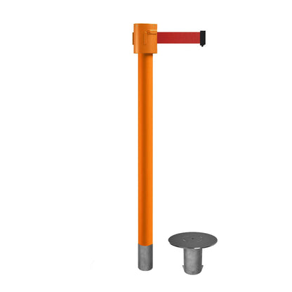 Retractable Belt Barrier Stanchion, Removable Base, Orange Post, 35 ft Belt - Montour Line MSX760R - Crowd Control Warehouse