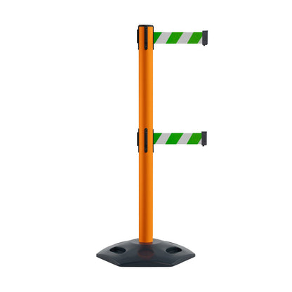 Safety Orange / Green and White Diagonal