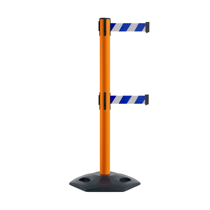 Safety Orange / Blue and White Diagonal