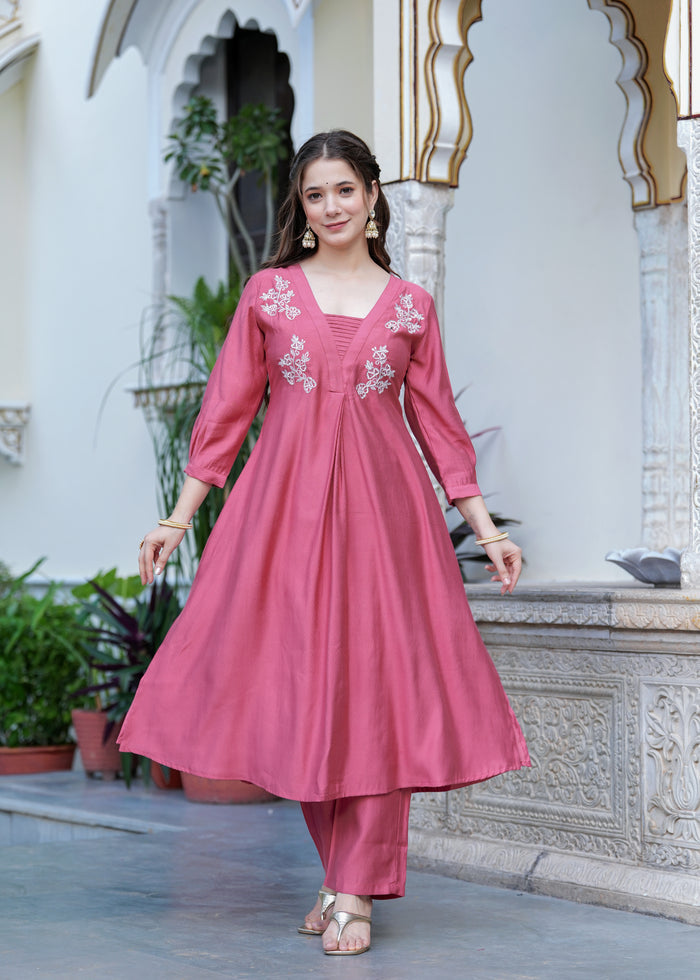 ROSE PINK EMBROIDERED FESTIVE SUIT SET