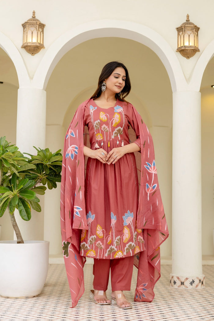 RUST PINK TASSEL EMBROIDERY SUIT SET