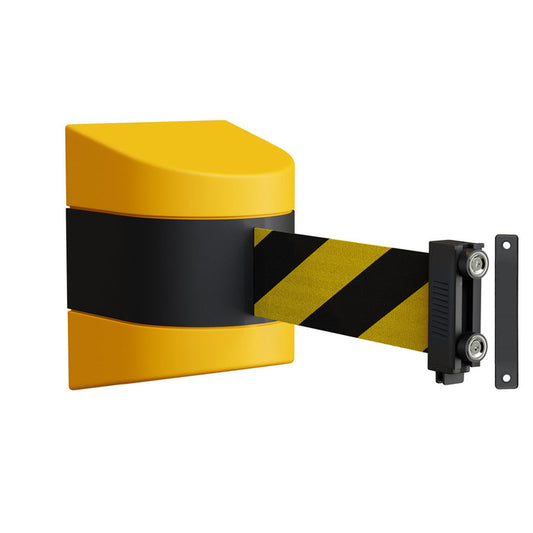 Safety Wall Mounted Fixed or Magnetic Wall Mount Belt Barrier, 25 Ft. Belt - Montour Line WMX160 - Crowd Control Warehouse