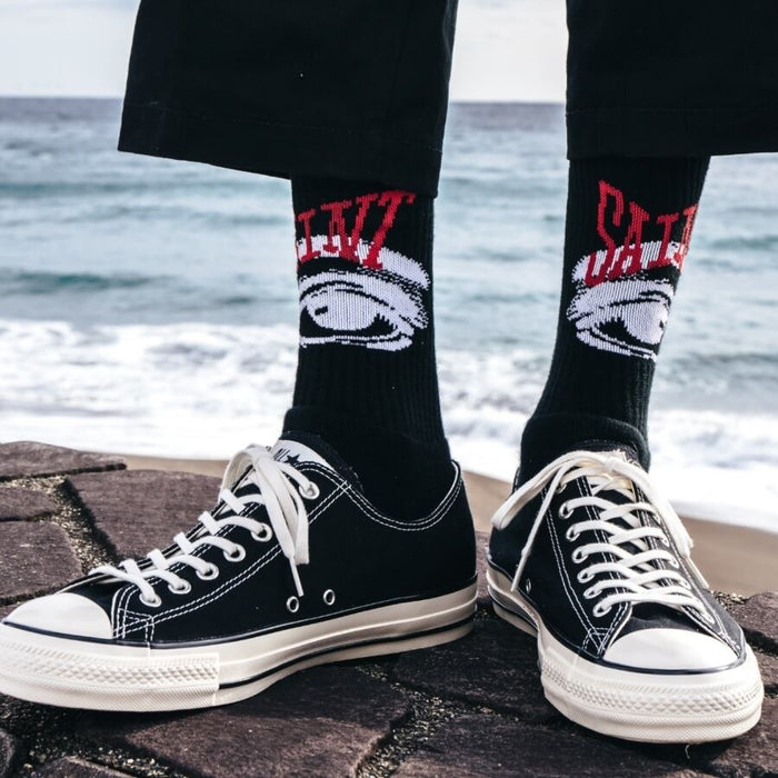 Saint Micheal Eye Socks - Black