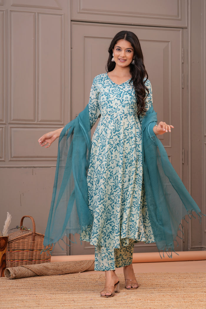 SEA GREEN ANARKALI SUIT SET
