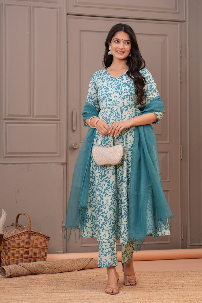 SEA GREEN ANARKALI SUIT SET