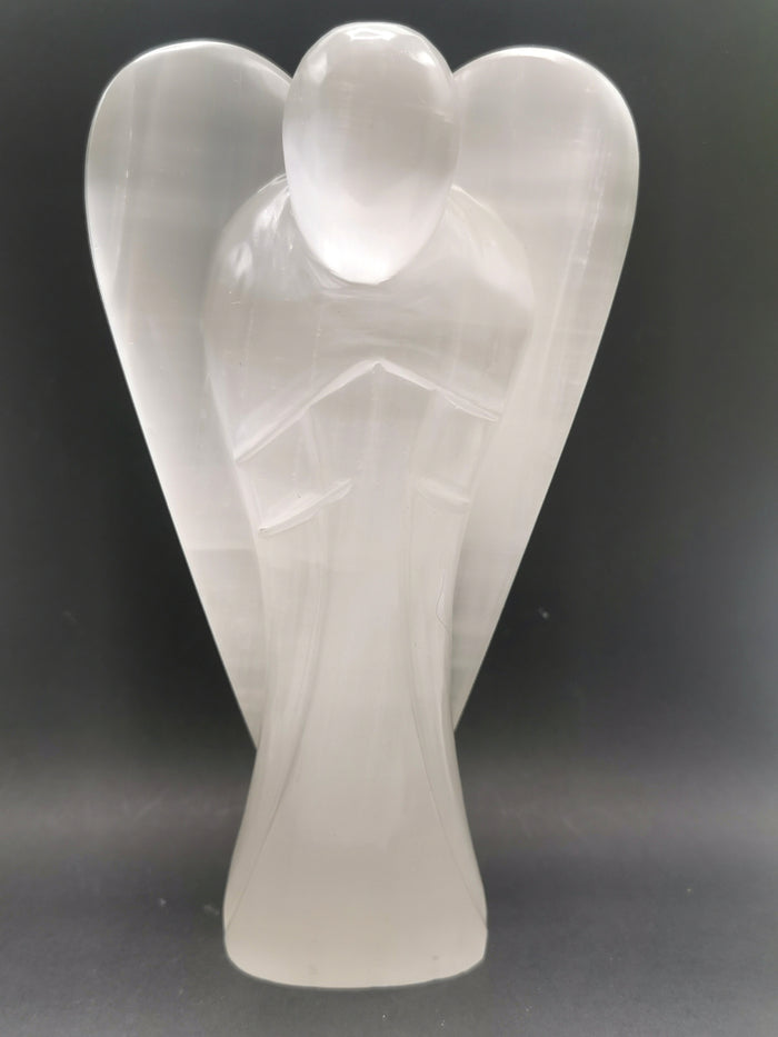 Selenite Angel figurine - Crystal Healing  - 6 in and 580 gms (1.28 lb) | Home Decor | ONE PIECE ONLY - Shwasam